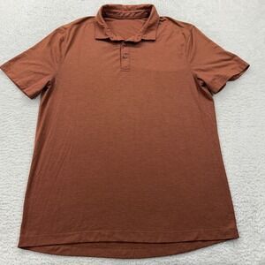 Lululemon Metal Vent Tech Polo Shirt Men's Medium Brown Short Sleeve Golf